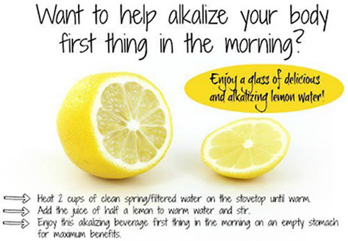 Alkalize the blood with lemon in water