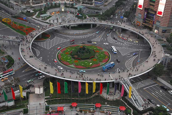 Beautiful Places in the world to visit ,Circular Pedestrian Bridge In Lujiazui, China